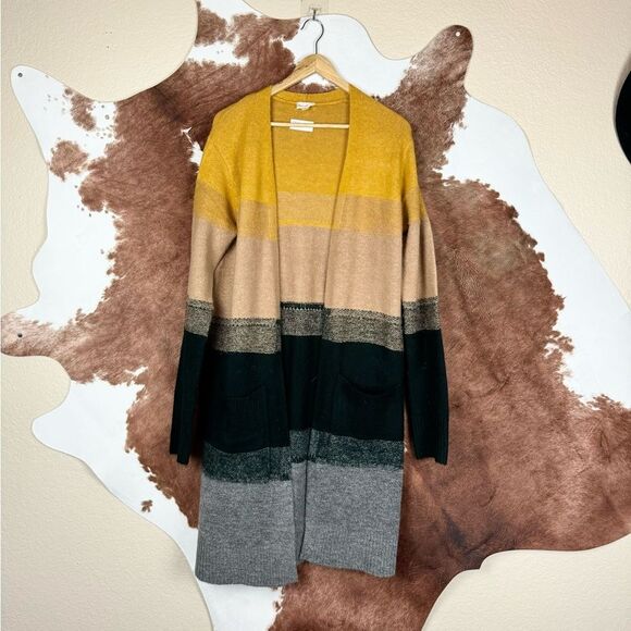 Hem & Thread Color Block Duster Long Open Cardigan - Picture 1 of 6